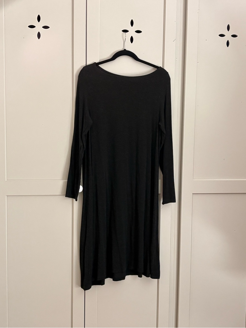 Eileen Fisher Gunmetal Long-Sleeve Minimalist Dress